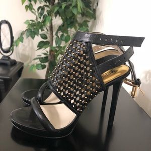 Michael Kors Black Leather and Gold shoes